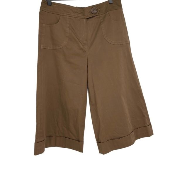 Larry Levine Brown Wide-Leg Stretch Capri Pants | Size 8 - Picture 1 of 9